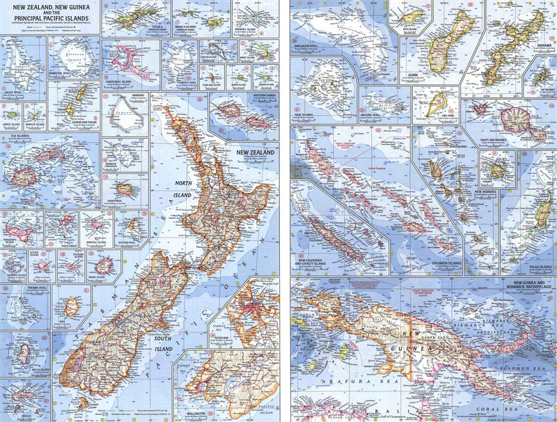 New Zealand, New Guinea And The Principal Pacific Islands Map 1962 Maps.com