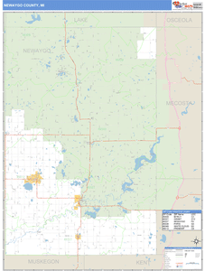 Newaygo County, Michigan Zip Code Wall Map