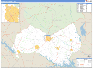 Newberry County, South Carolina Zip Code Wall Map