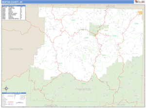 Newton County, Arkansas Zip Code Wall Map