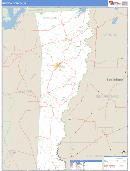 Newton County, Texas Zip Code Wall Map Market Maps (IDI)