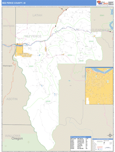 Nez Perce County, Idaho Zip Code Wall Map