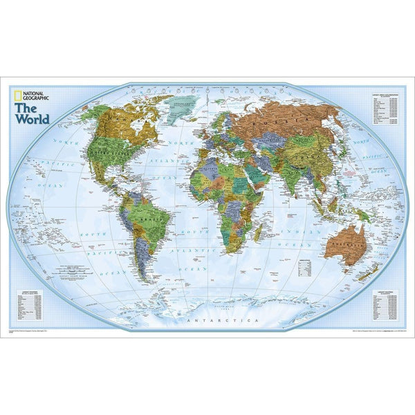 National Geographic World Time Zones Wall Map: Coordinating World Time 28 X 22 Inches Art Quality Print