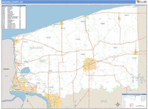Niagara County, New York Zip Code Wall Map