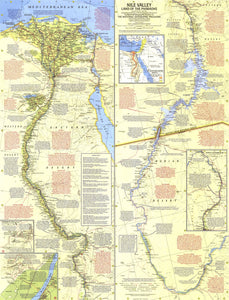 Nile Valley, Land Of The Pharaohs Map 1965 