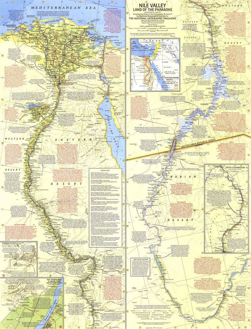 Nile Valley, Land Of The Pharaohs Map 1965 "Side 1" Maps.com
