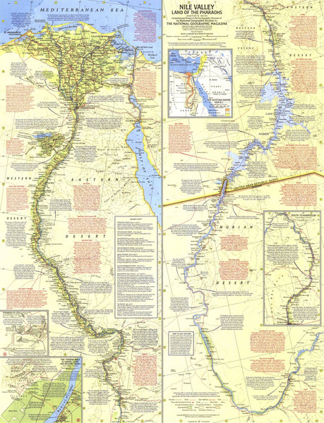 Nile Valley, Land Of The Pharaohs Map 1965 "Side 1" Maps.com