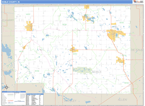 Noble County, Indiana Zip Code Wall Map