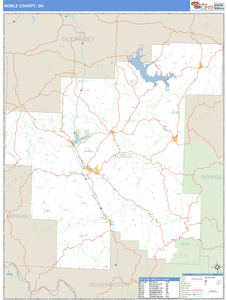 Noble County, Ohio Zip Code Wall Map