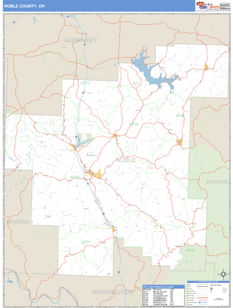 Noble County, Ohio Zip Code Wall Map Market Maps (IDI)
