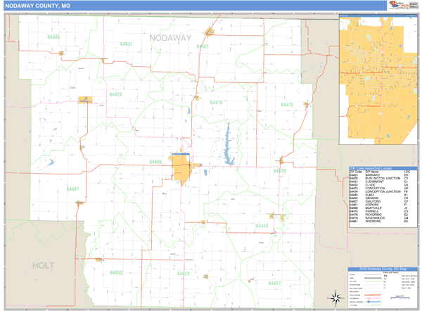 Nodaway County, Missouri Zip Code Wall Map Market Maps (IDI)