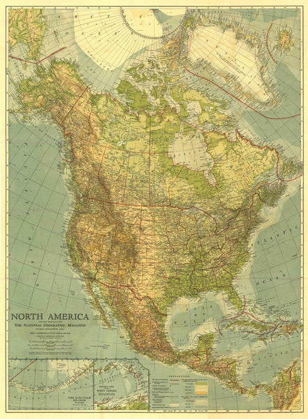 North America Map 1924 Maps.com