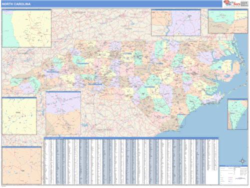 North Carolina Business Wall Map Market Maps (IDI)
