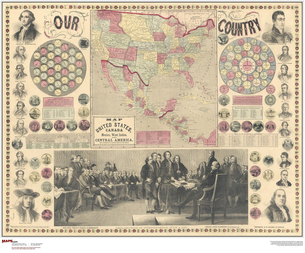 North America Antique Wall Map 1859 Maps.com