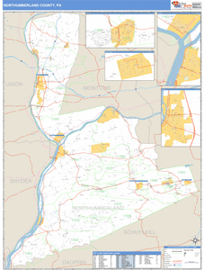 Northumberland County, Pennsylvania Zip Code Wall Map