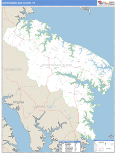 Northumberland County, Virginia Zip Code Wall Map