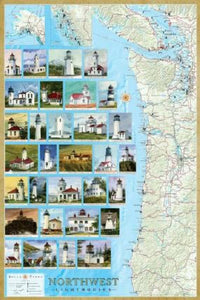 Northwest Lighthouses Map - Laminated Poster