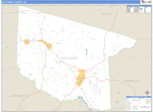 Nottoway County, Virginia Zip Code Wall Map
