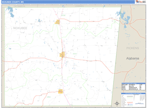 Noxubee County, Mississippi Zip Code Wall Map