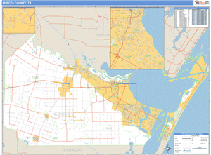 Nueces County, Texas Zip Code Wall Map
