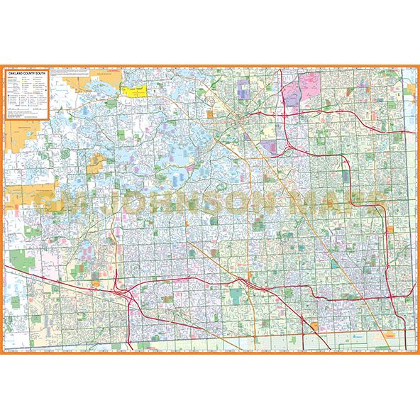 Oakland County South Street Map by GM Johnson Eastview