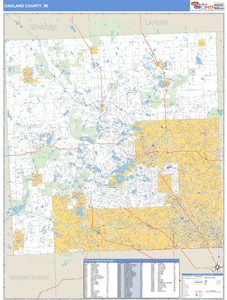 Oakland County, Michigan Zip Code Wall Map