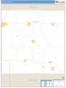 Obrien County, Iowa Zip Code Wall Map