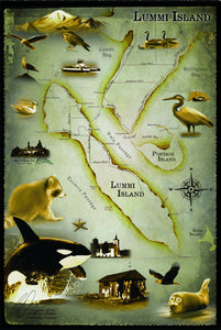 Lummi Island Cartographic Wall Art Map