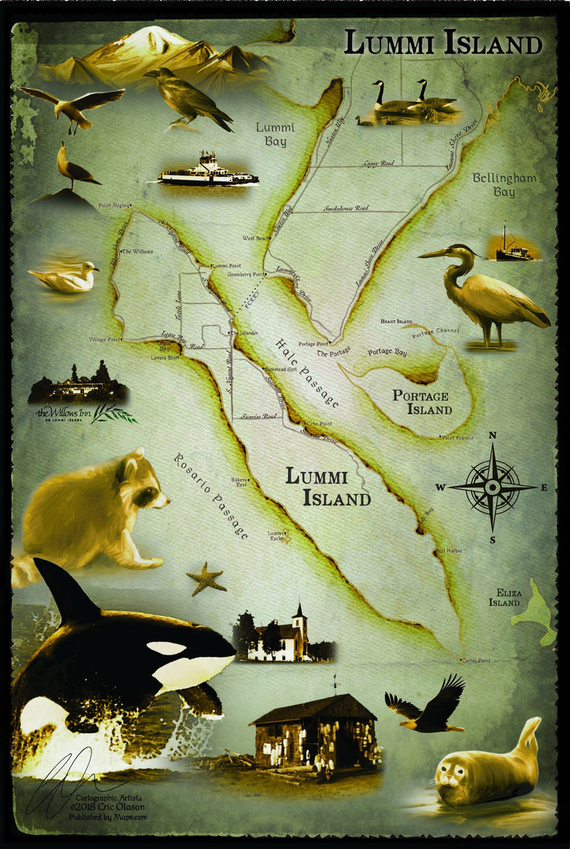 Lummi Island Cartographic Wall Art Map Maps.com