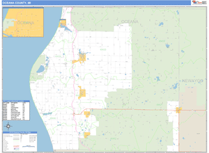 Oceana County, Michigan Zip Code Wall Map