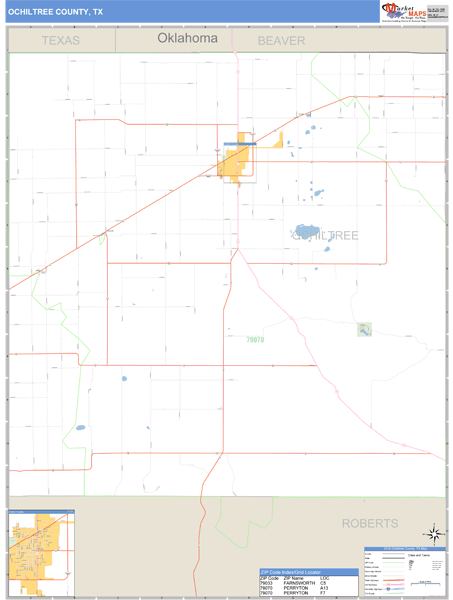 Ochiltree County, Texas Zip Code Wall Map Market Maps (IDI)