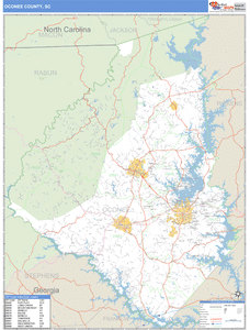 Oconee County, South Carolina Zip Code Wall Map