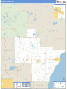 Oconto County, Wisconsin Zip Code Wall Map