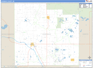 Ogemaw County, Michigan Zip Code Wall Map