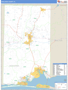Okaloosa County, Florida Zip Code Wall Map