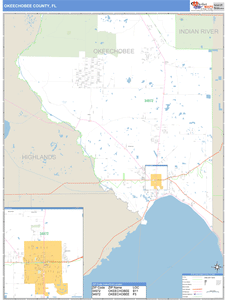 Okeechobee County, Florida Zip Code Wall Map