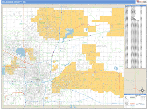 Oklahoma County, Oklahoma Zip Code Wall Map