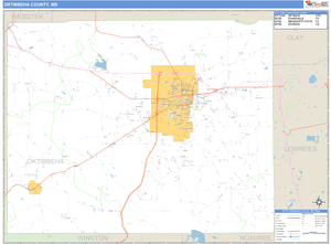Oktibbeha County, Mississippi Zip Code Wall Map
