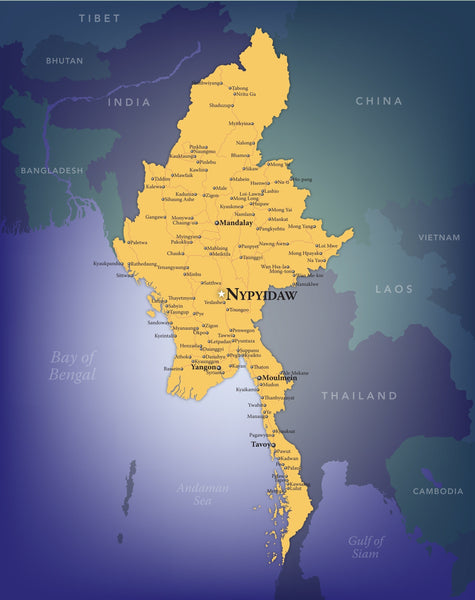 Burma (Myanmar) Wall Map Maps.com