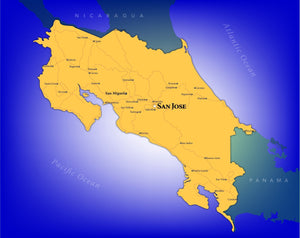 Costa Rica Wall Map