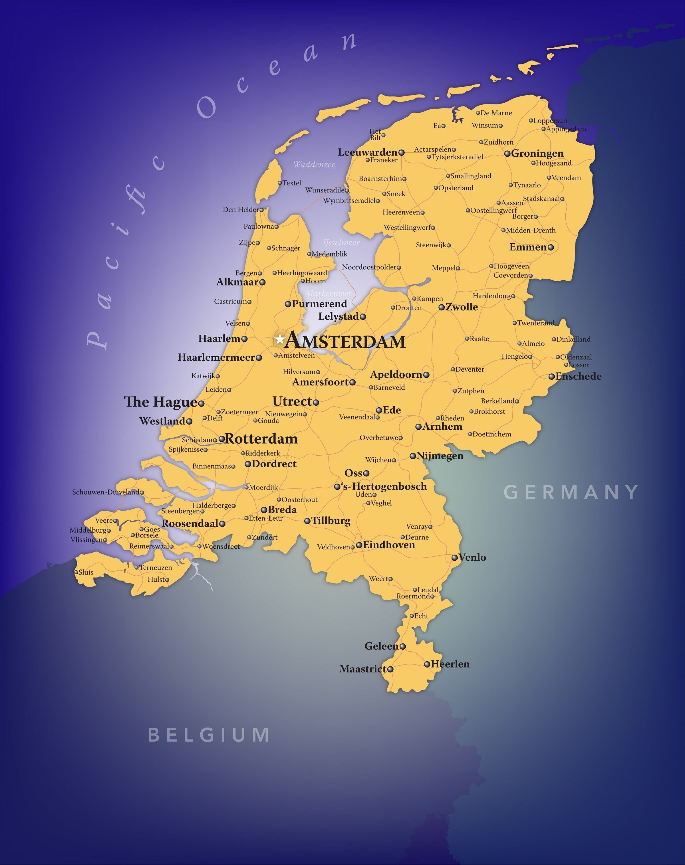 Netheron Map Netherlands Wall Map | Map Geek.com
