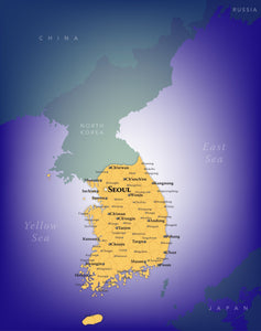 South Korea Wall Map