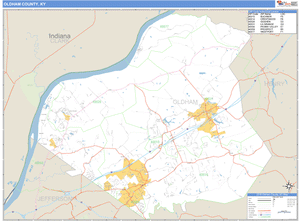 Oldham County, Kentucky Zip Code Wall Map