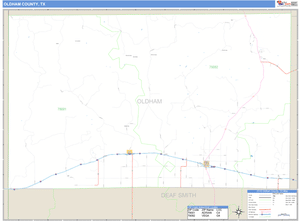 Oldham County, Texas Zip Code Wall Map
