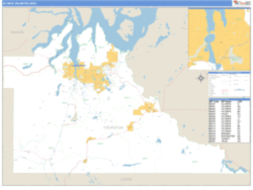 Olympia, Washington Metro Area Wall Map Market Maps (IDI)