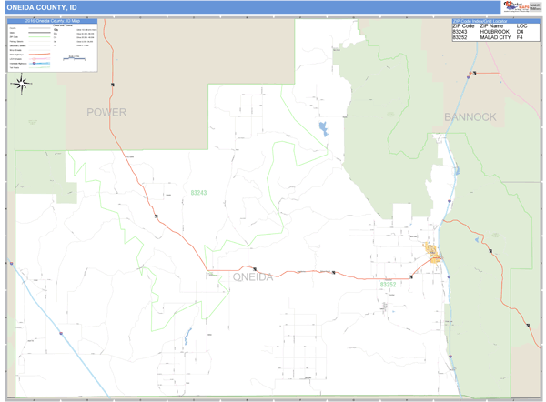 Oneida County, Idaho Zip Code Wall Map Market Maps (IDI)