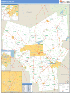 Oneida County, New York Zip Code Wall Map