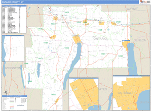 Ontario County, New York Zip Code Wall Map