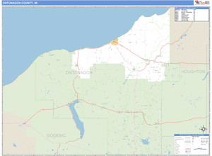 Ontonagon County, Michigan Zip Code Wall Map
