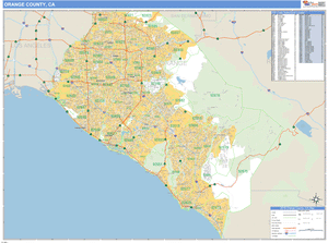 Orange County, California Zip Code Wall Map